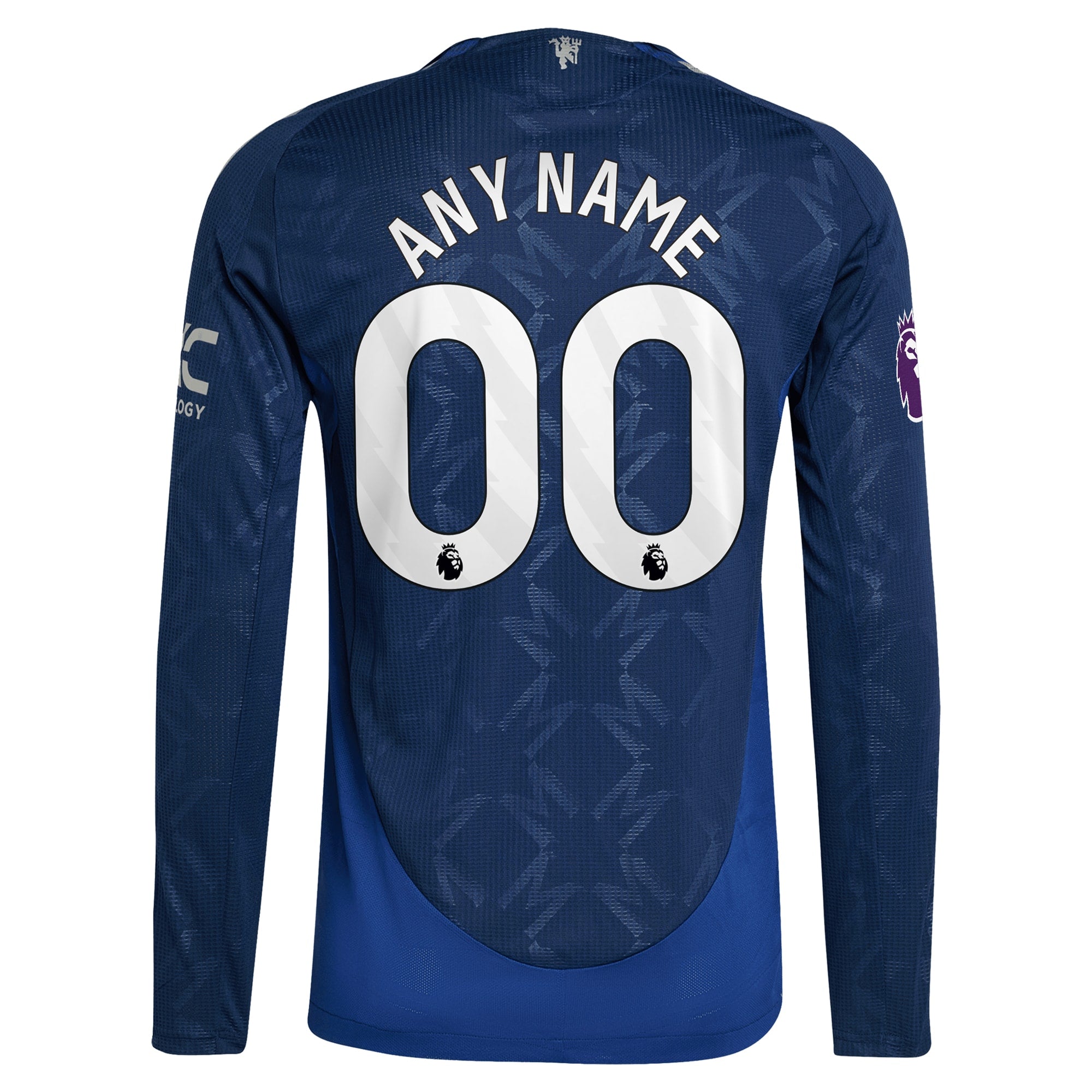 Manchester United adidas 2024/25 Away Long Sleeve Custom Authentic T-shirt - Navy