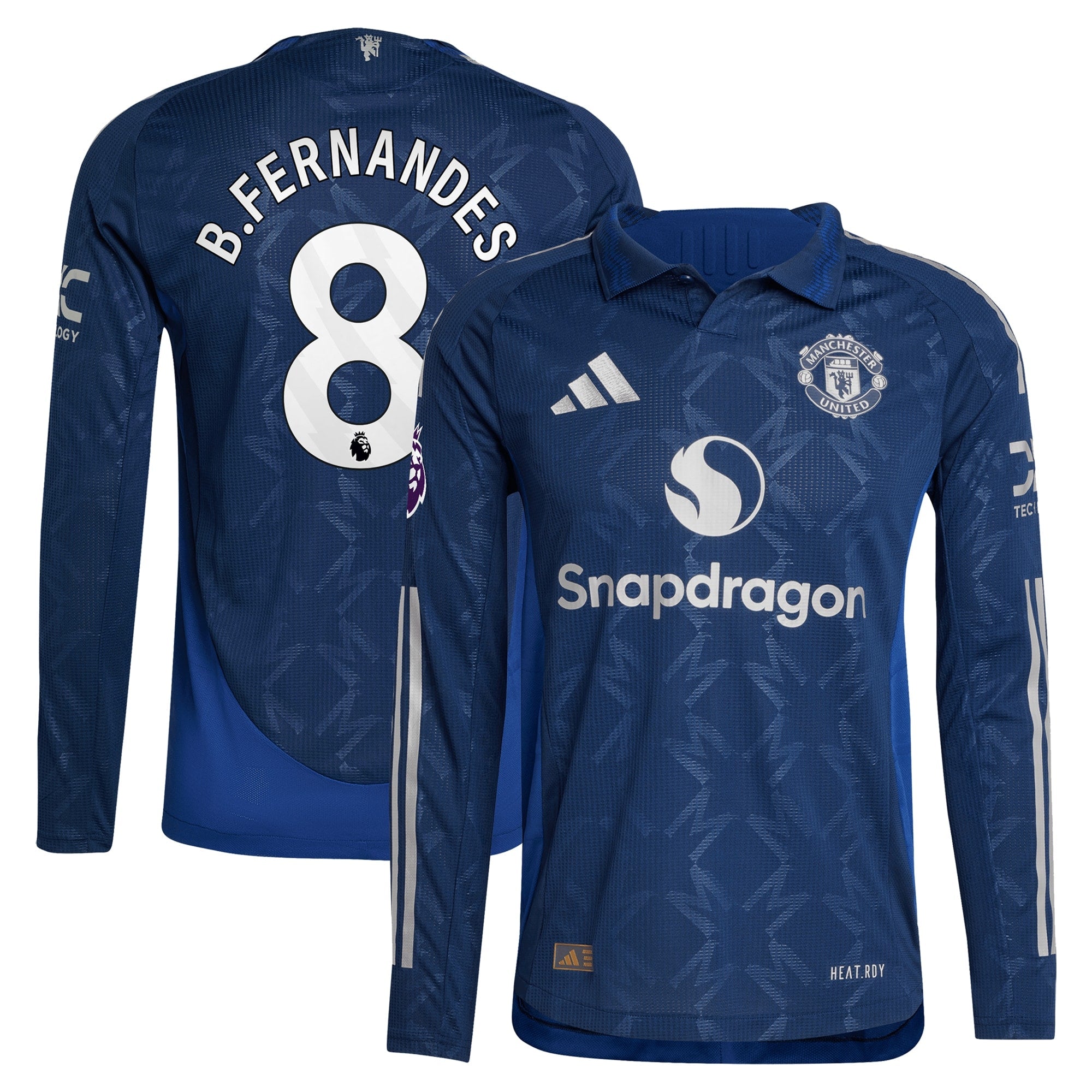 Bruno Fernandes Manchester United adidas 2024/25 Away Long Sleeve Player Authentic T-shirt - Navy