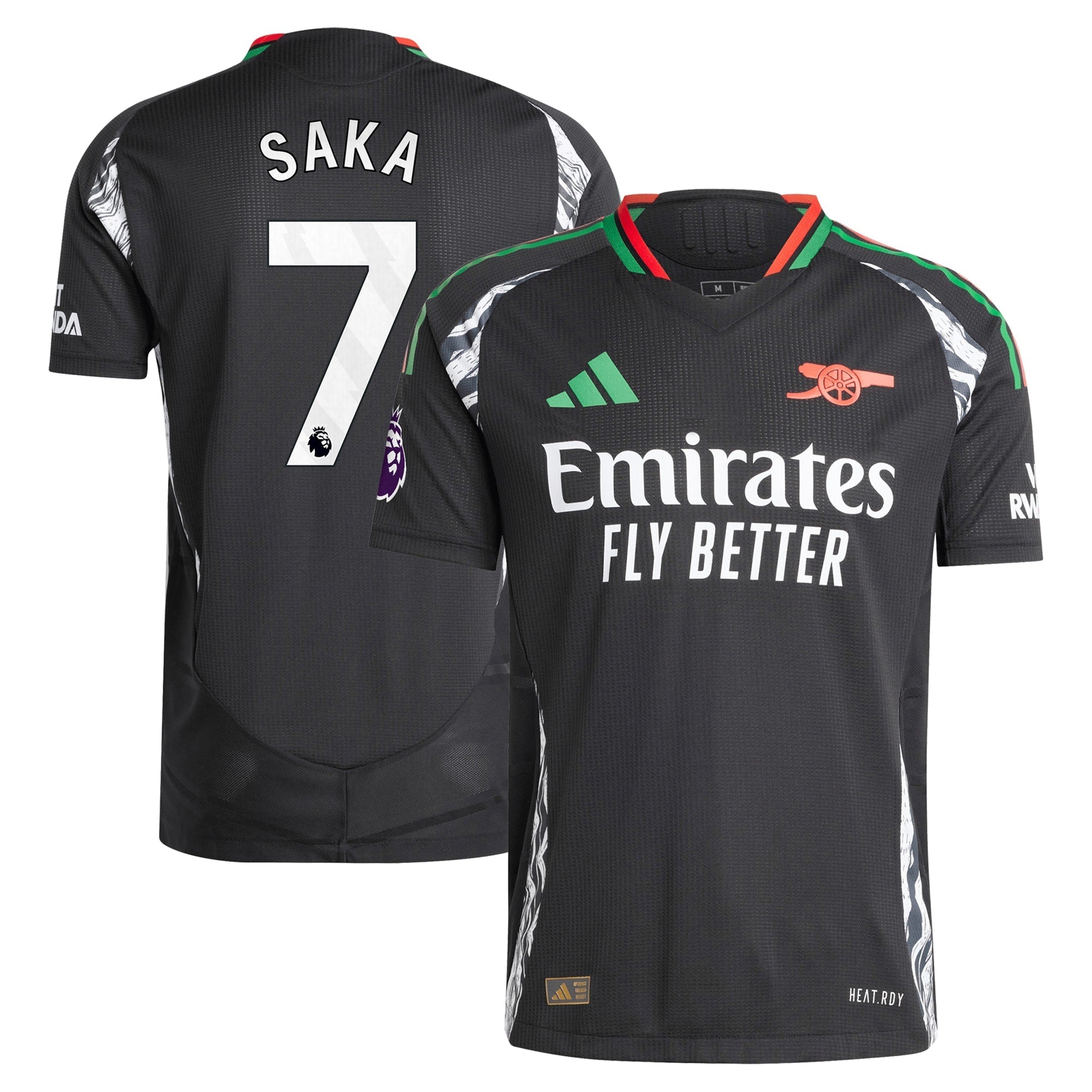 Bukayo Saka Arsenal adidas 2024/25 Away Player Authentic T-shirt - Black