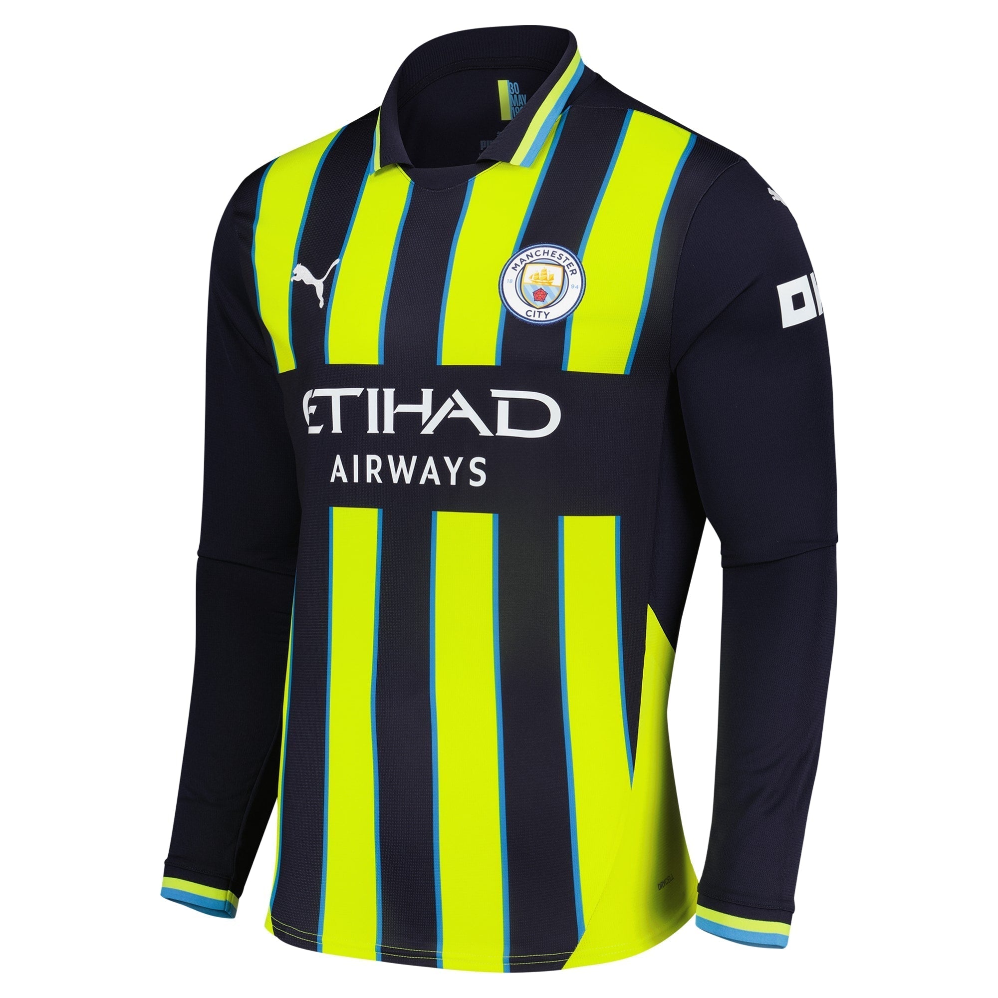 Manchester City Puma 2024/25 Away Long Sleeve Custom Authentic T-shirt - Navy