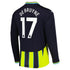 Kevin De Bruyne Manchester City Puma 2024/25 Away Long Sleeve Player Authentic T-shirt - Navy