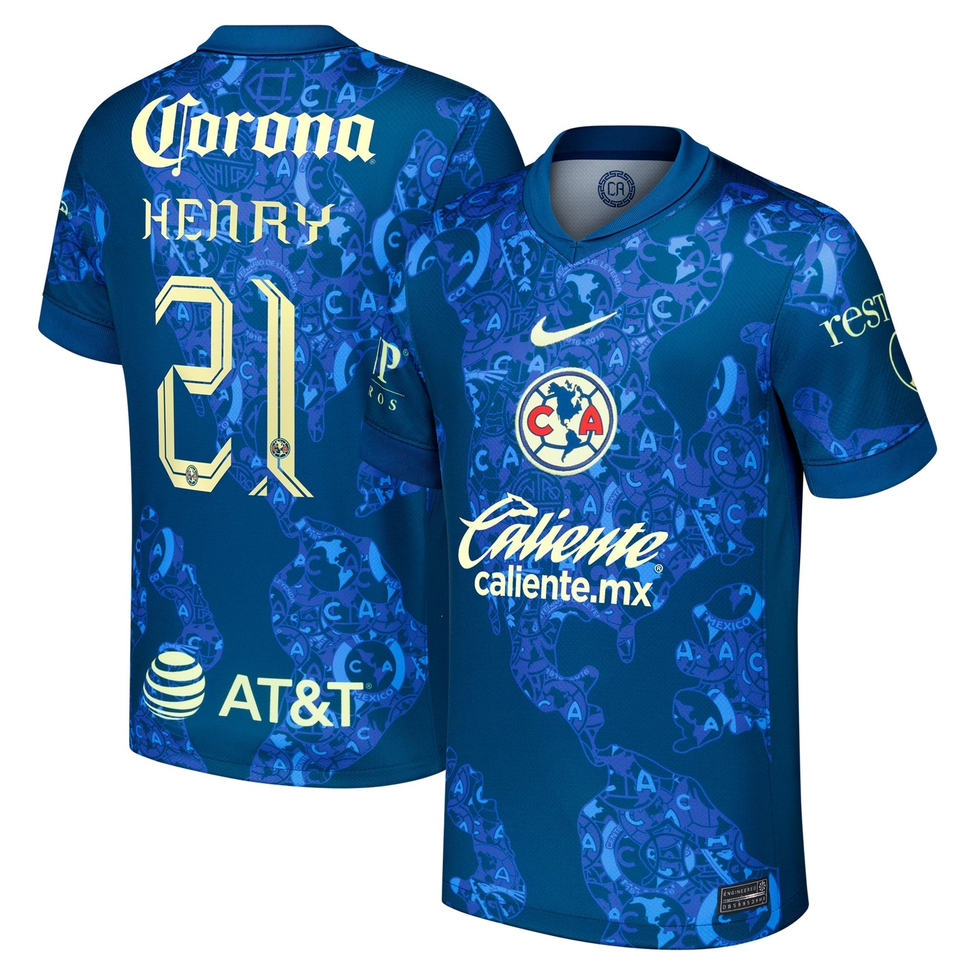 Henry Martin Club America Nike 2024/25 Away Authentic T-shirt - Blue (Copy)