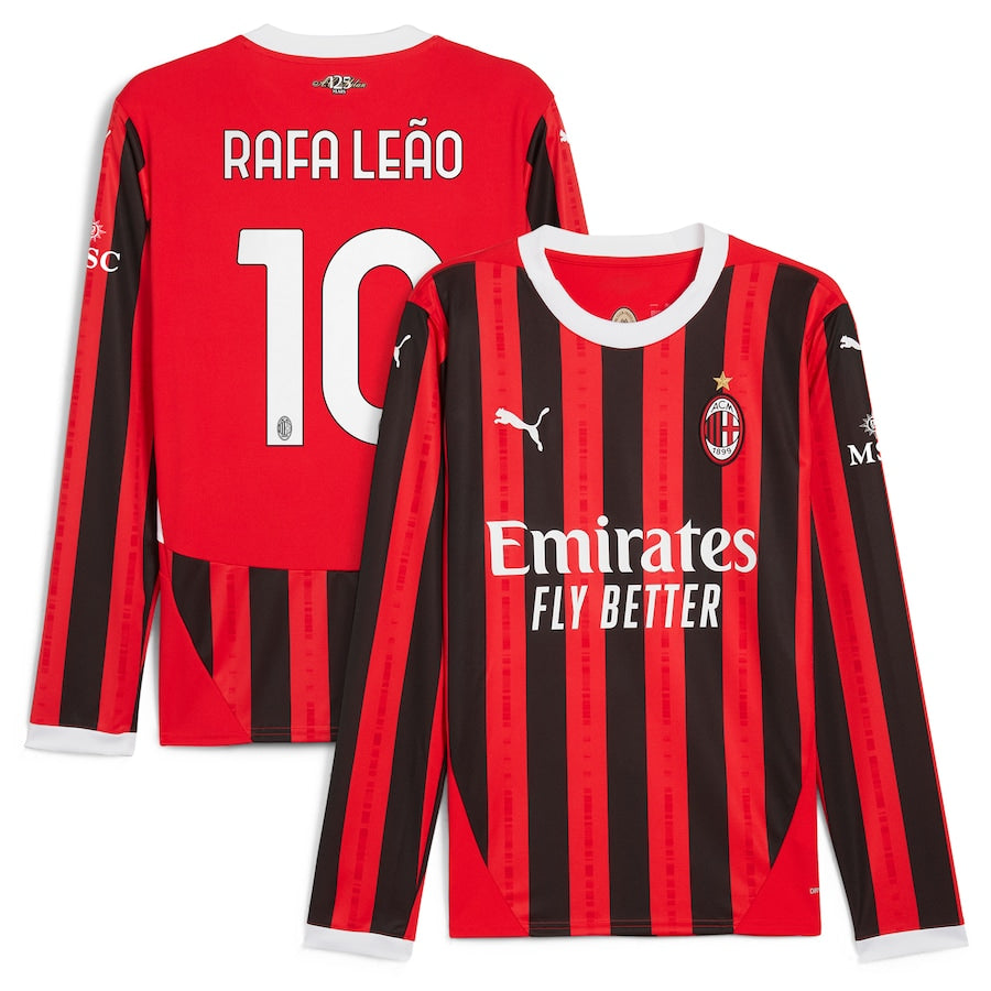 Rafael Leão AC Milan Puma 2024/25 Home Long Sleeve Player Authentic T-shirt - Red