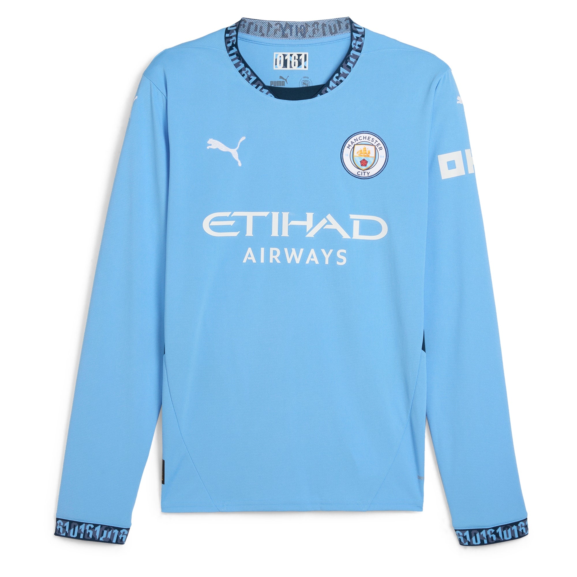 Erling Haaland Manchester City Puma 2024/25 Home Long Sleeve Player Authentic T-shirt - Light Blue