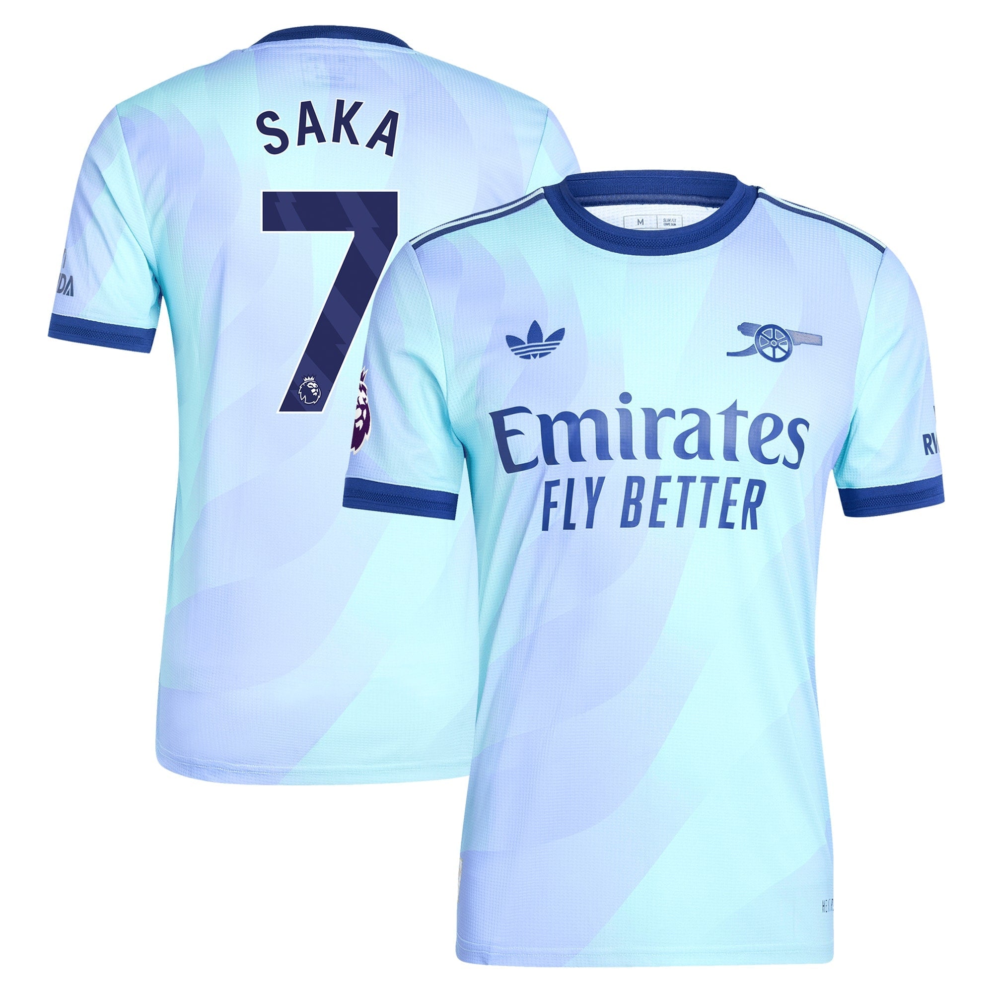 Bukayo Saka Arsenal adidas Originals 2024/25 Third Player Authentic T-shirt - Aqua