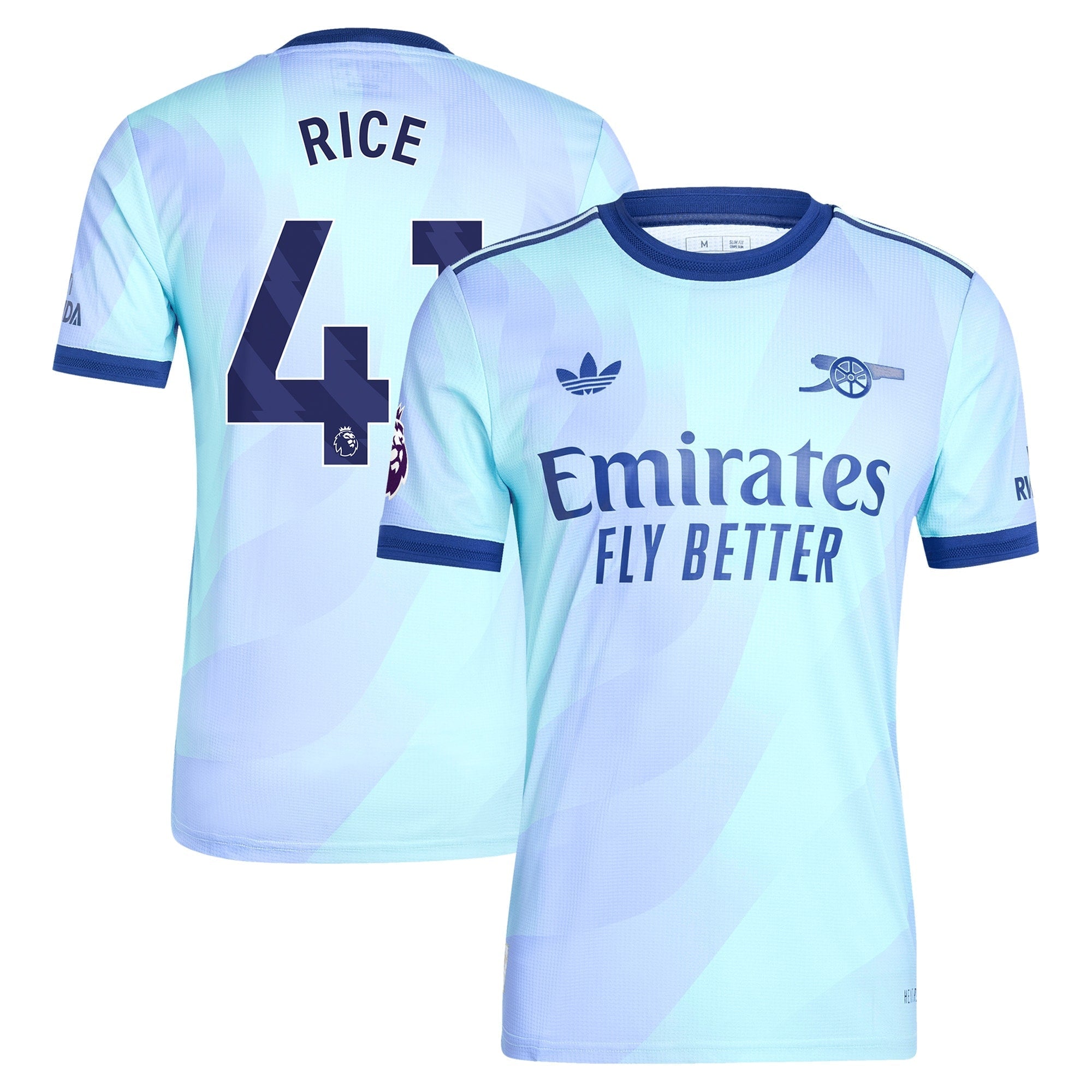 Declan Rice Arsenal adidas Originals 2024/25 Third Player Authentic T-shirt - Aqua