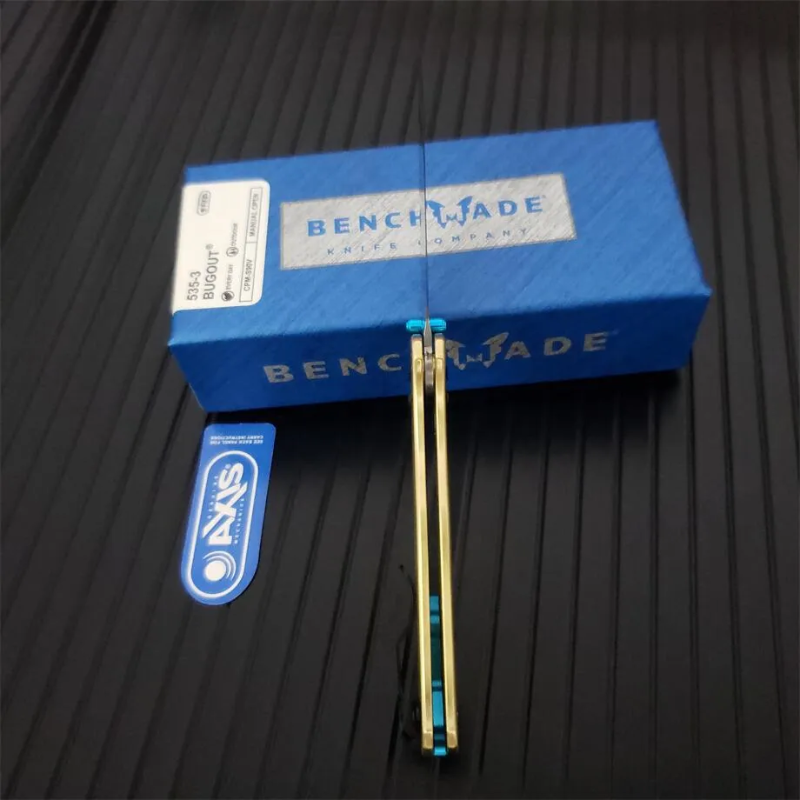Benchmade 535 Bugout "Golden" Edition: Solid Brass Handle & Stone-Washed Steel