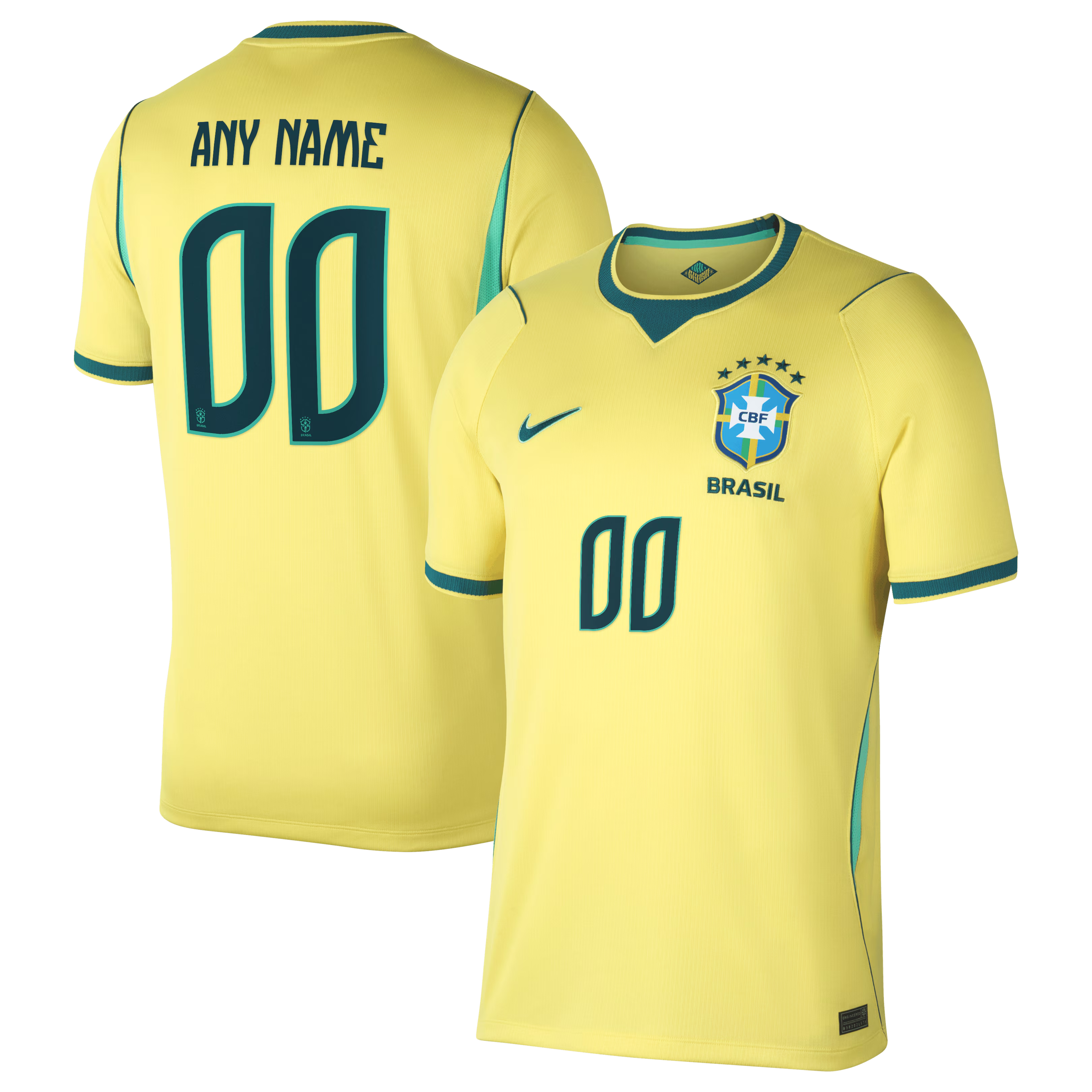 Brazil National Team Nike 2026 Home Stadium Replica Custom Jersey - Yellow