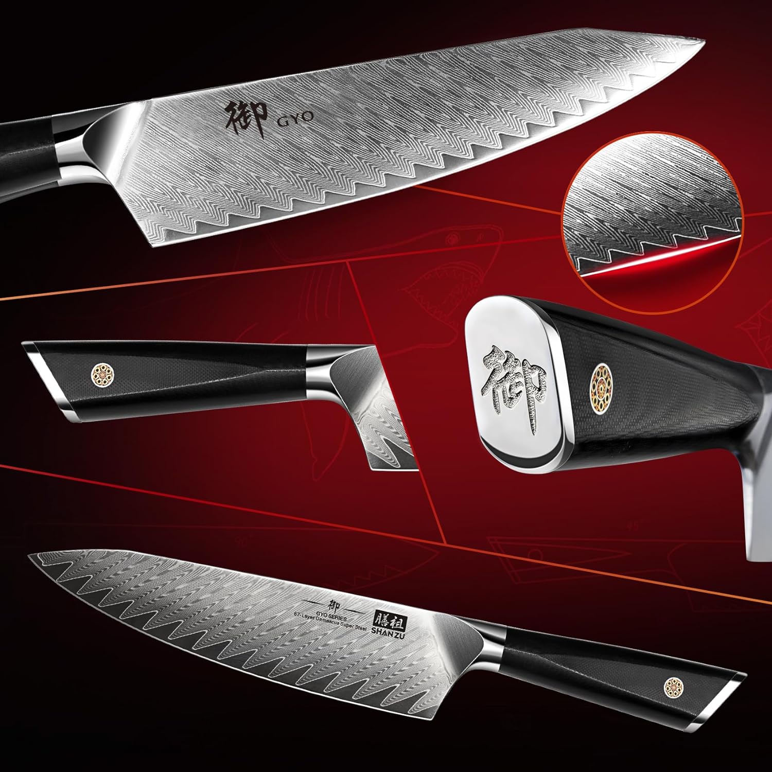 Chef Knife Damascus Steel High Carbon for cooking