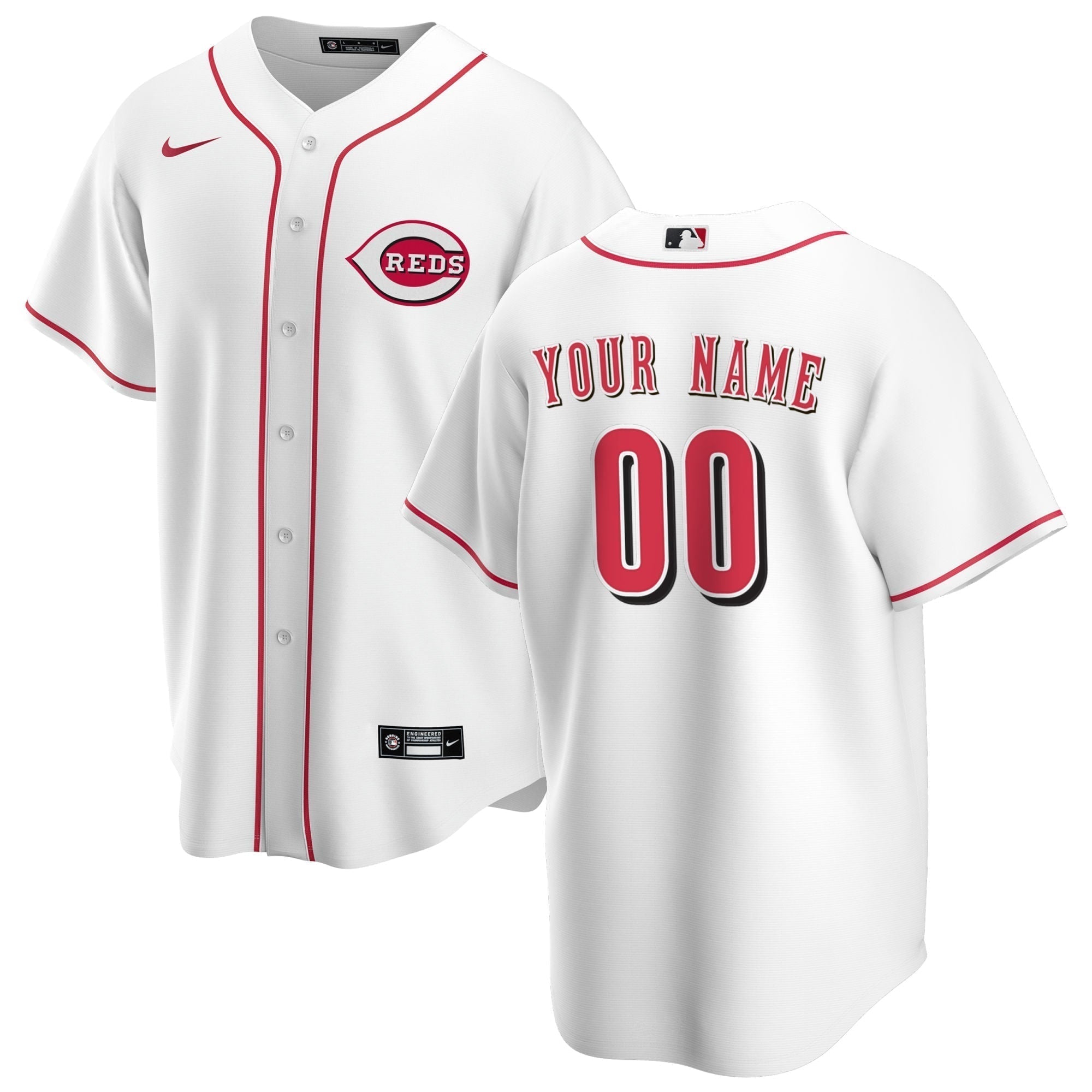 Cincinnati Reds Nike Home Custom Authentic T-shirt - White