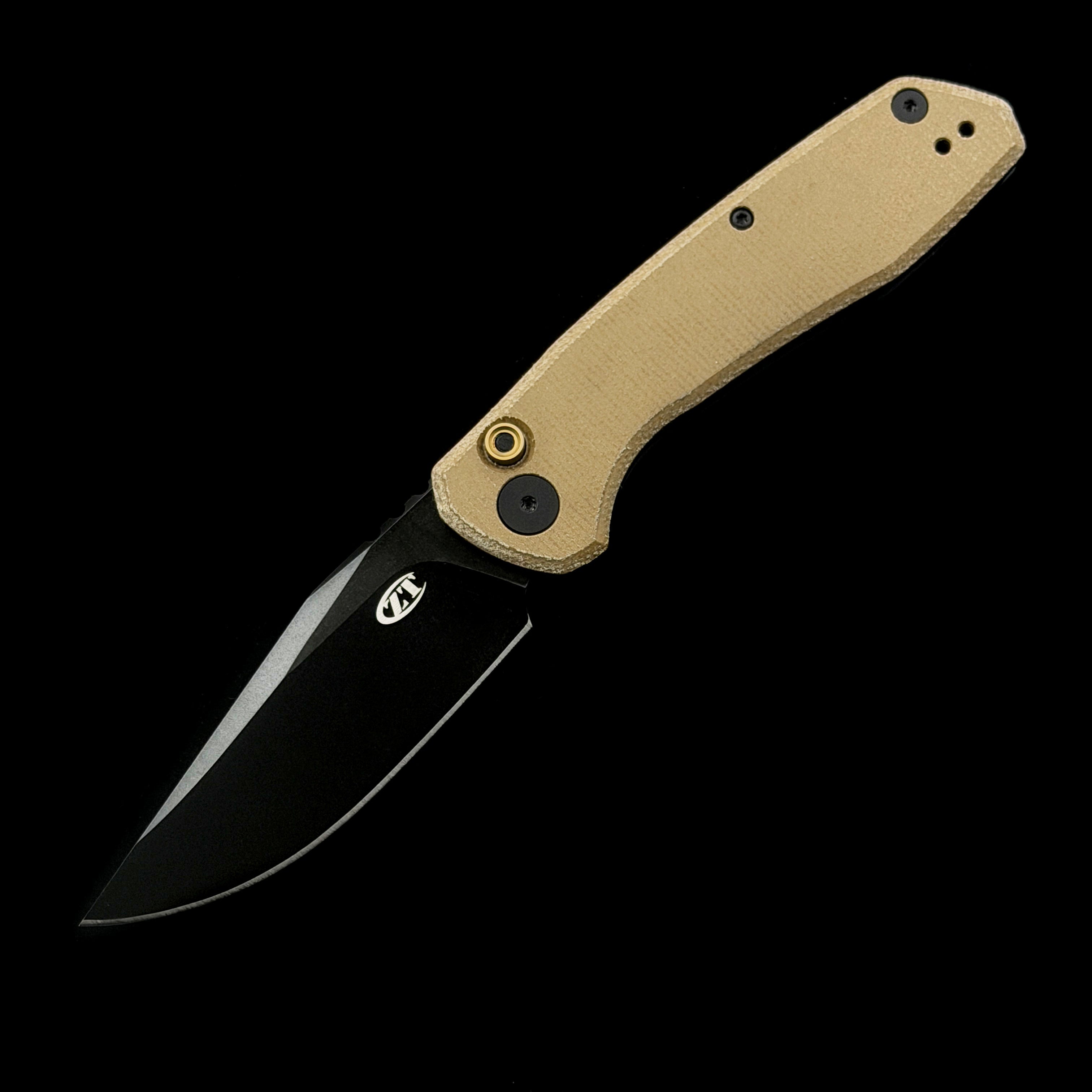 Zero Tolerance 0512 Automatic Folding Knife – 3.45" CPM-CruWear Dark Bronze Cerakote Blade – Premium Canvas Micarta Handle