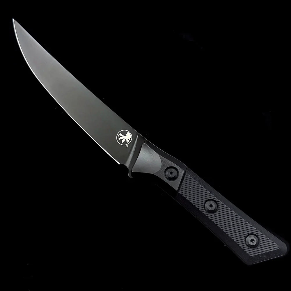 Microtech Boning Knife – 6.12" M390MK Premium Steel DLC Coated Blade – Merlot G10 Composite Handle Tactical Kitchen Fixed Blade