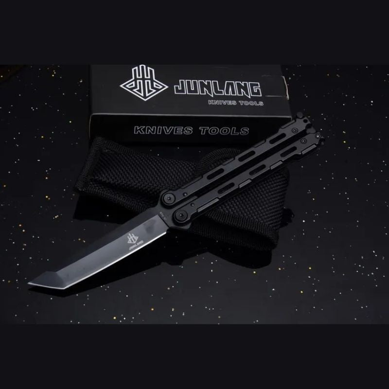 JunLang 03AB All-Steel Hunting Knife: 210mm Heavy-Duty Folder | 58HRC Corrosion Resistant