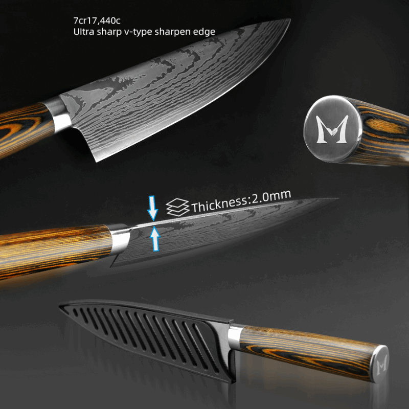 Kitchen Knives Set Chef Japanese 7CR17 440C High Carbon Stainless Steel