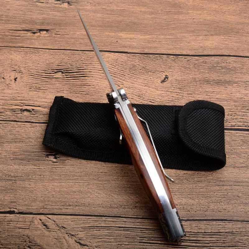 Knife Satin Blade Wood Handle For Outdoor Hunting