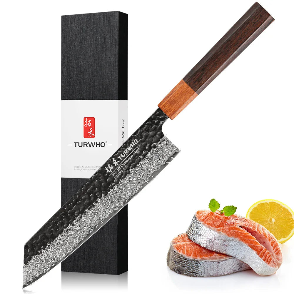 KnivesCollection™ | 8.2" Japanese Damascus Kiritsuke Knife | VG10 Steel & Rosewood