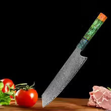 KnivesCollection™ | 8" Damascus Chef Knife | VG10 Core & Unique Stabilized Wood Handle