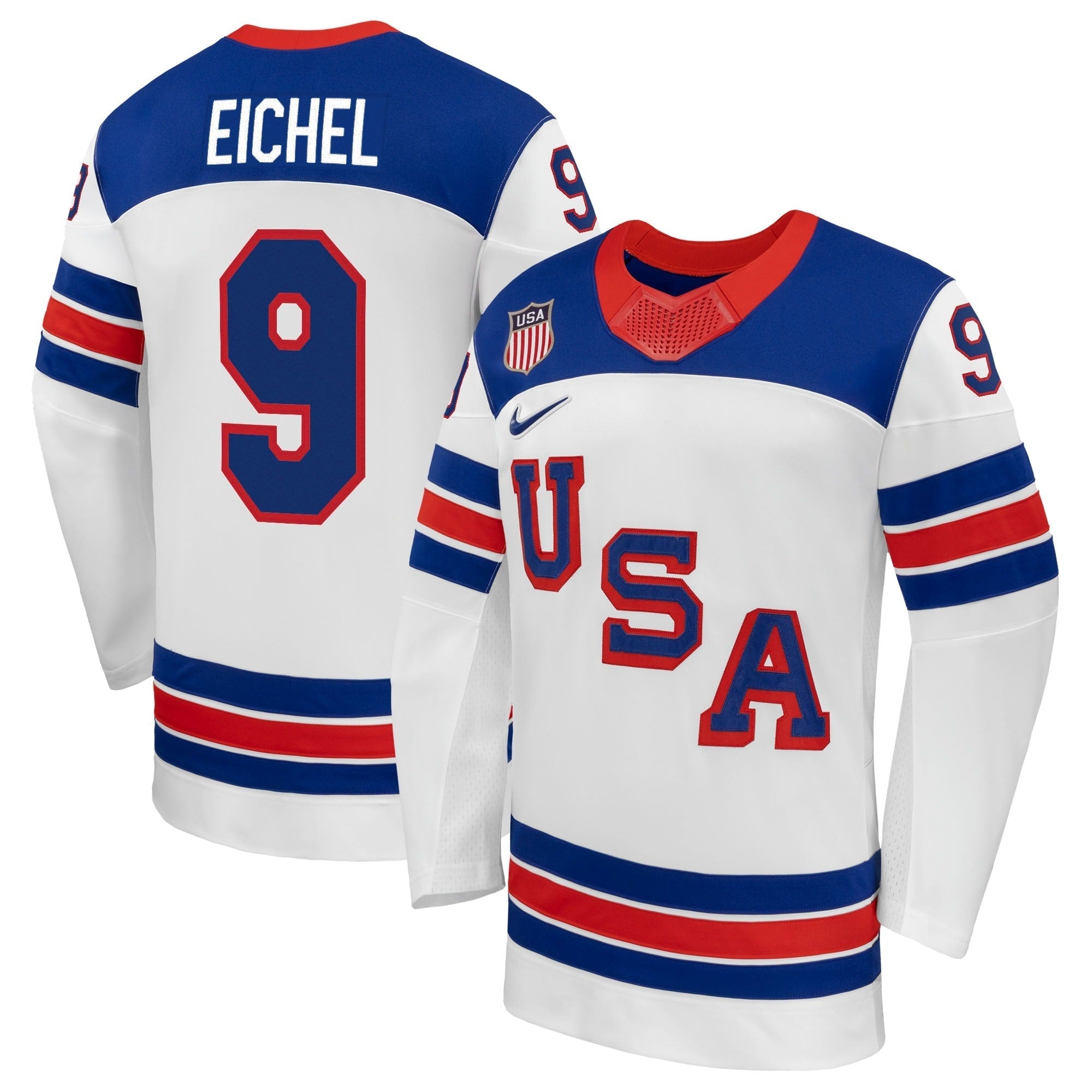 Nike Jack Eichel #9 USA Hockey 2026 Away Jersey - White