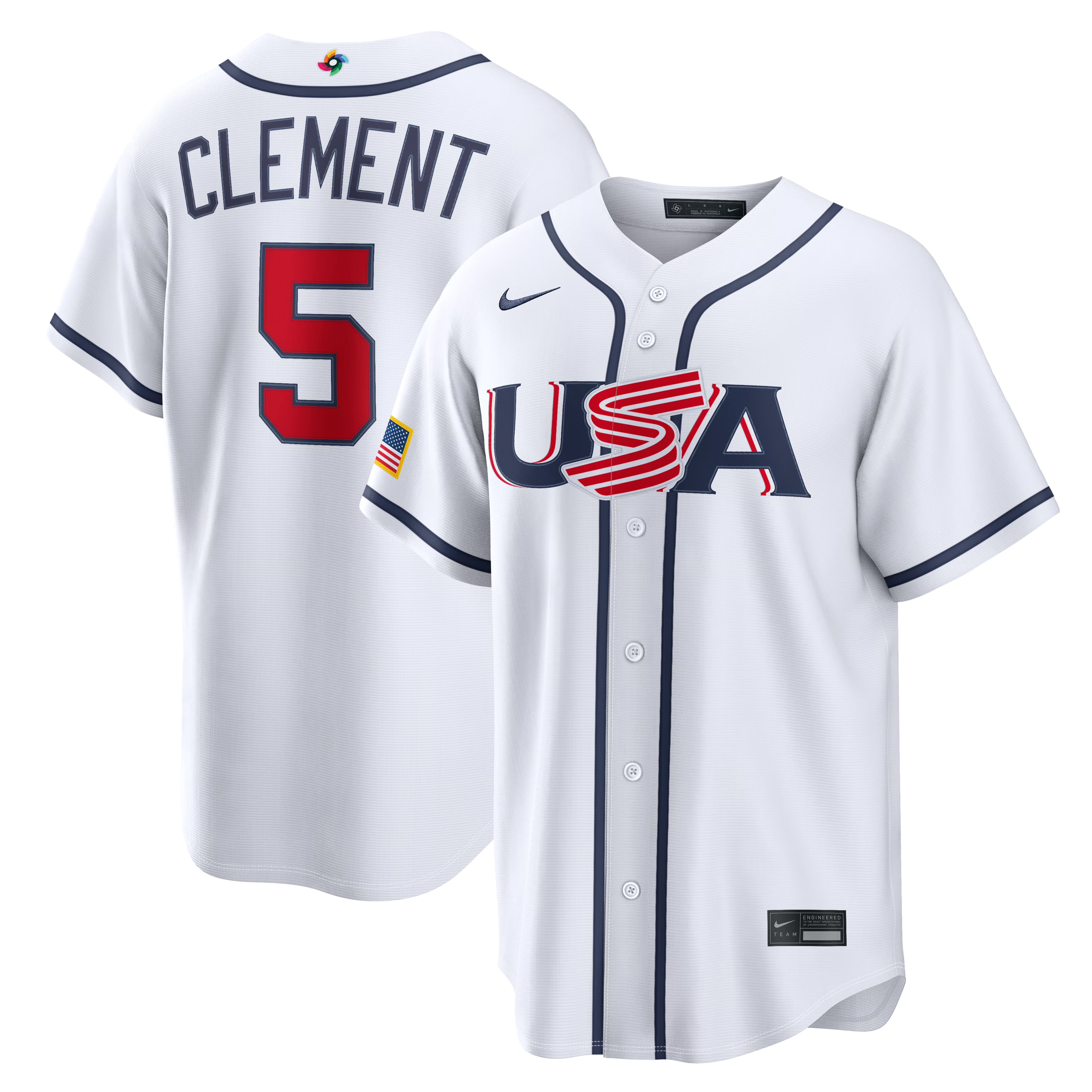 Nike USA Baseball 2026 World Baseball Classic Home Stadium Jersey – Ernie Clement – White