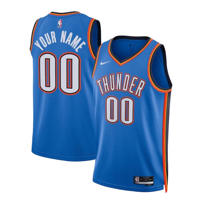 Oklahoma City Thunder Unisex 2023 Swingman Custom Jersey Blue - Icon Edition - Jersey Teams World