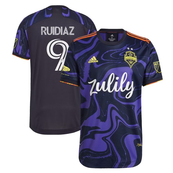 Raúl Ruidíaz Seattle Sounders FC  2021 The Jimi Hendrix Kit Player Jersey - Purple - Jersey Teams World
