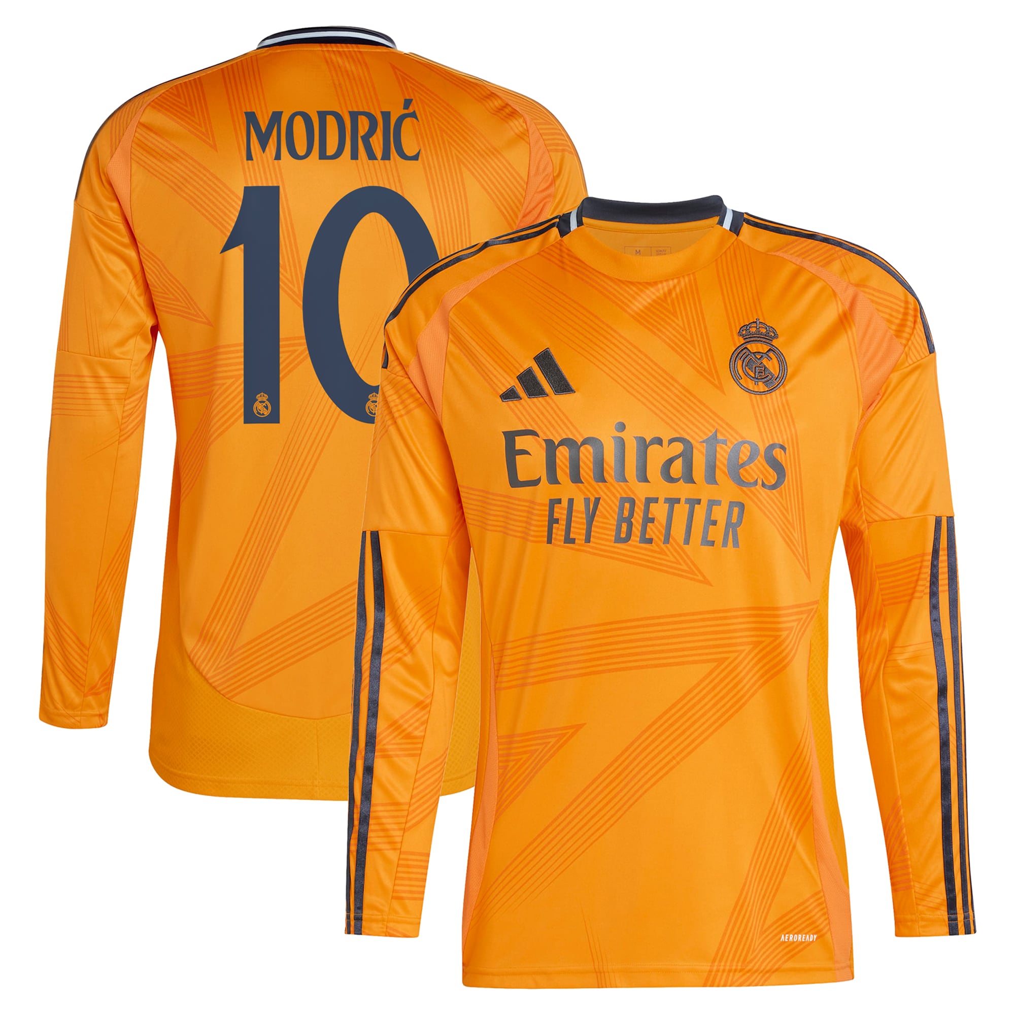Real Madrid adidas 2024/25 Away Long Sleeve Player Luka Modric 10 Authentic T-shirt - Orange