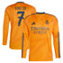 Real Madrid adidas 2024/25 Away Long Sleeve Player Vini Jr. 7 Authentic T-shirt - Orange