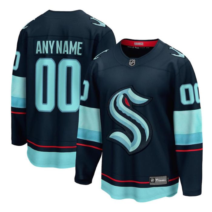 Seattle Kraken Unisex Home Breakaway Personalized Jersey - Navy - Jersey Teams World