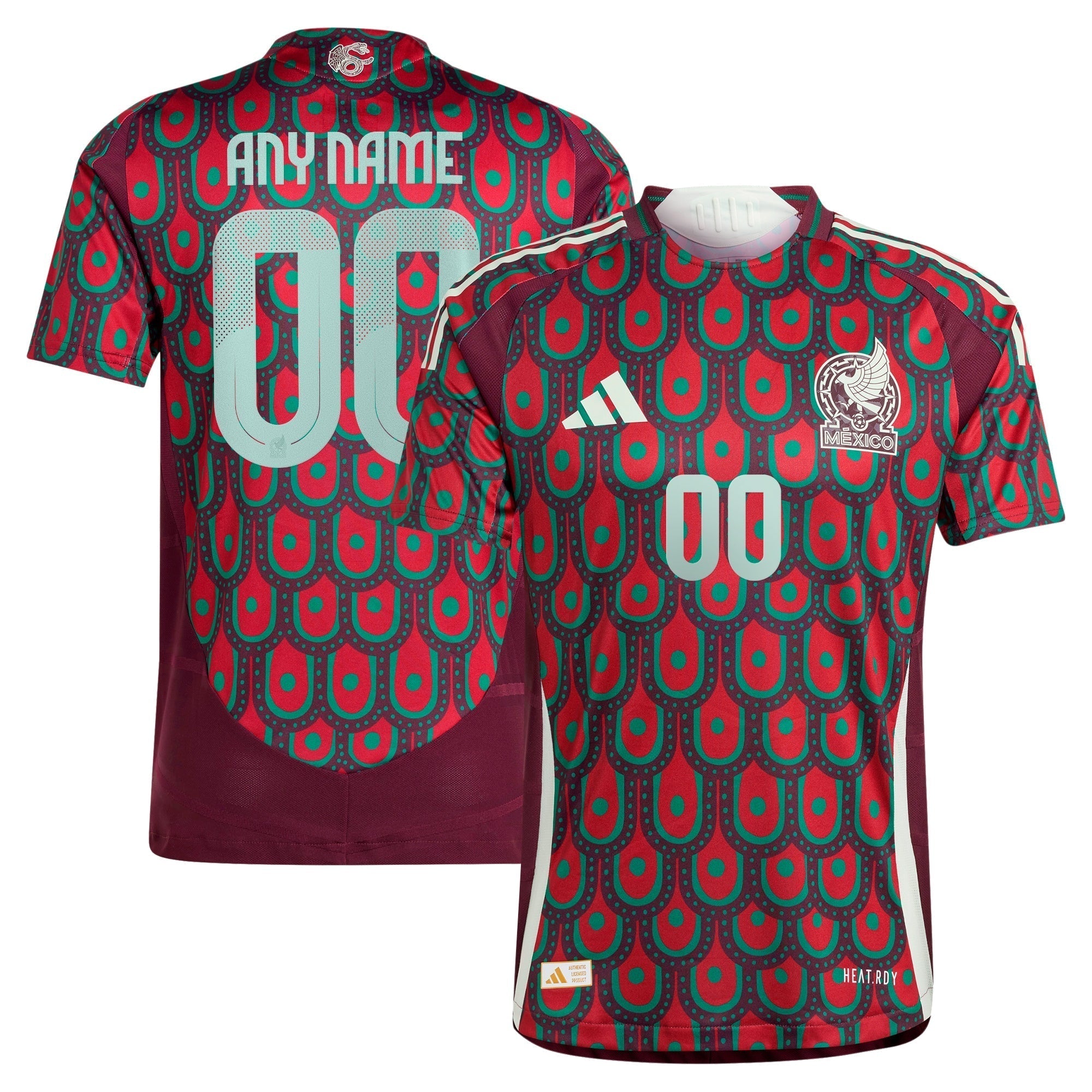 Mexico National Team adidas 2024 Home Custom Authentic T-shirt - Burgundy