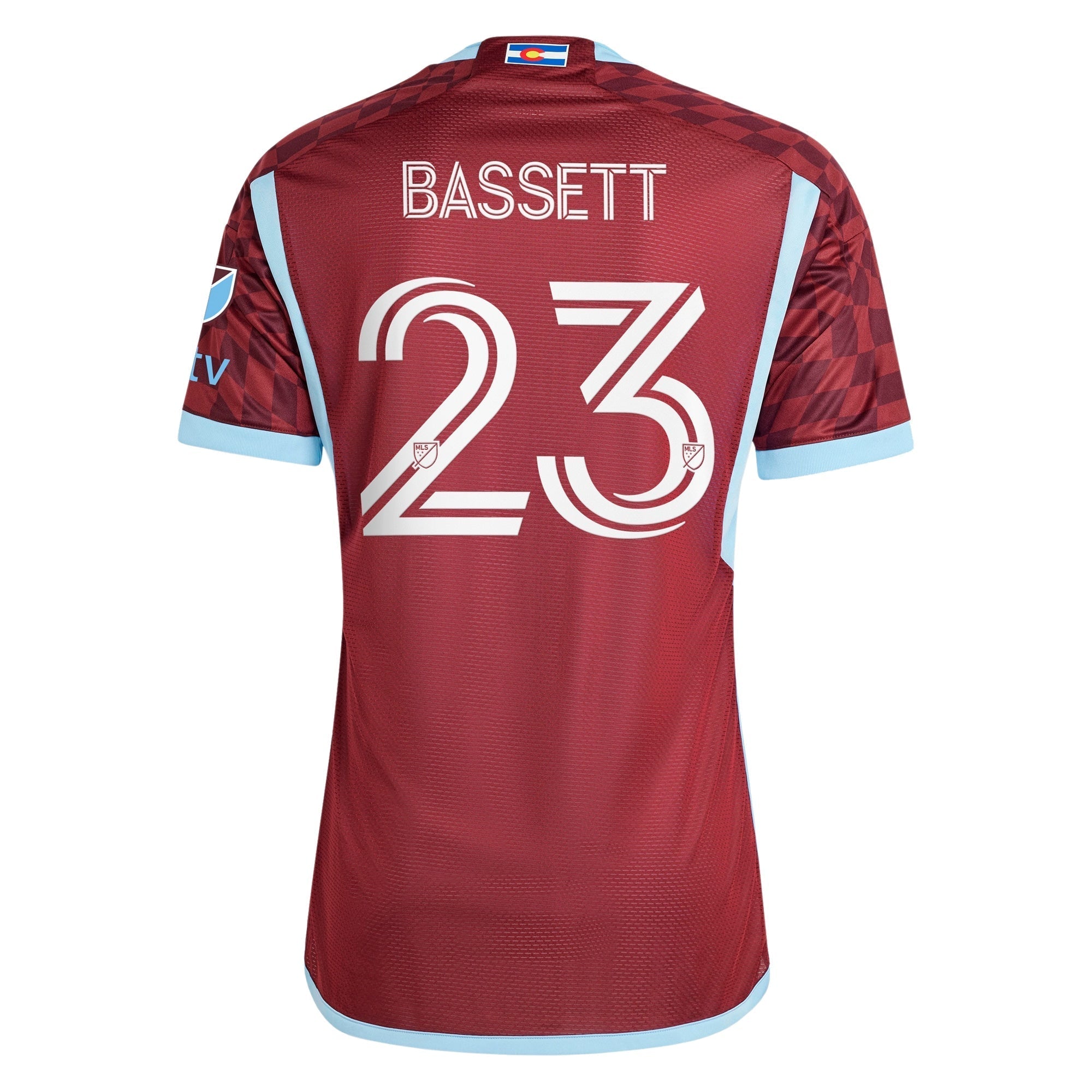 Cole Bassett Colorado Rapids adidas 2024 One Flag Kit Player Authentic T-shirt - Burgundy