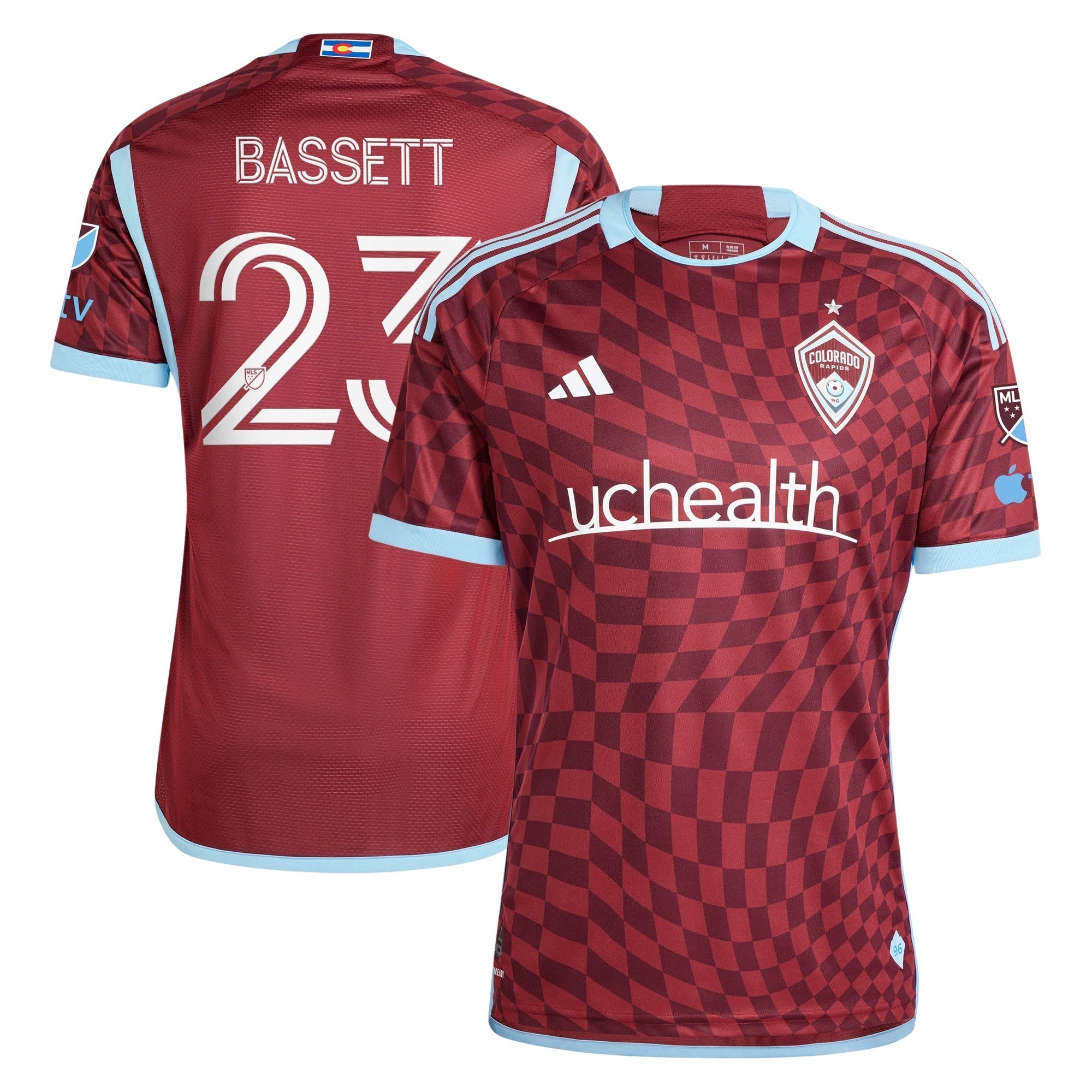 Cole Bassett Colorado Rapids adidas 2024 One Flag Kit Player Authentic T-shirt - Burgundy