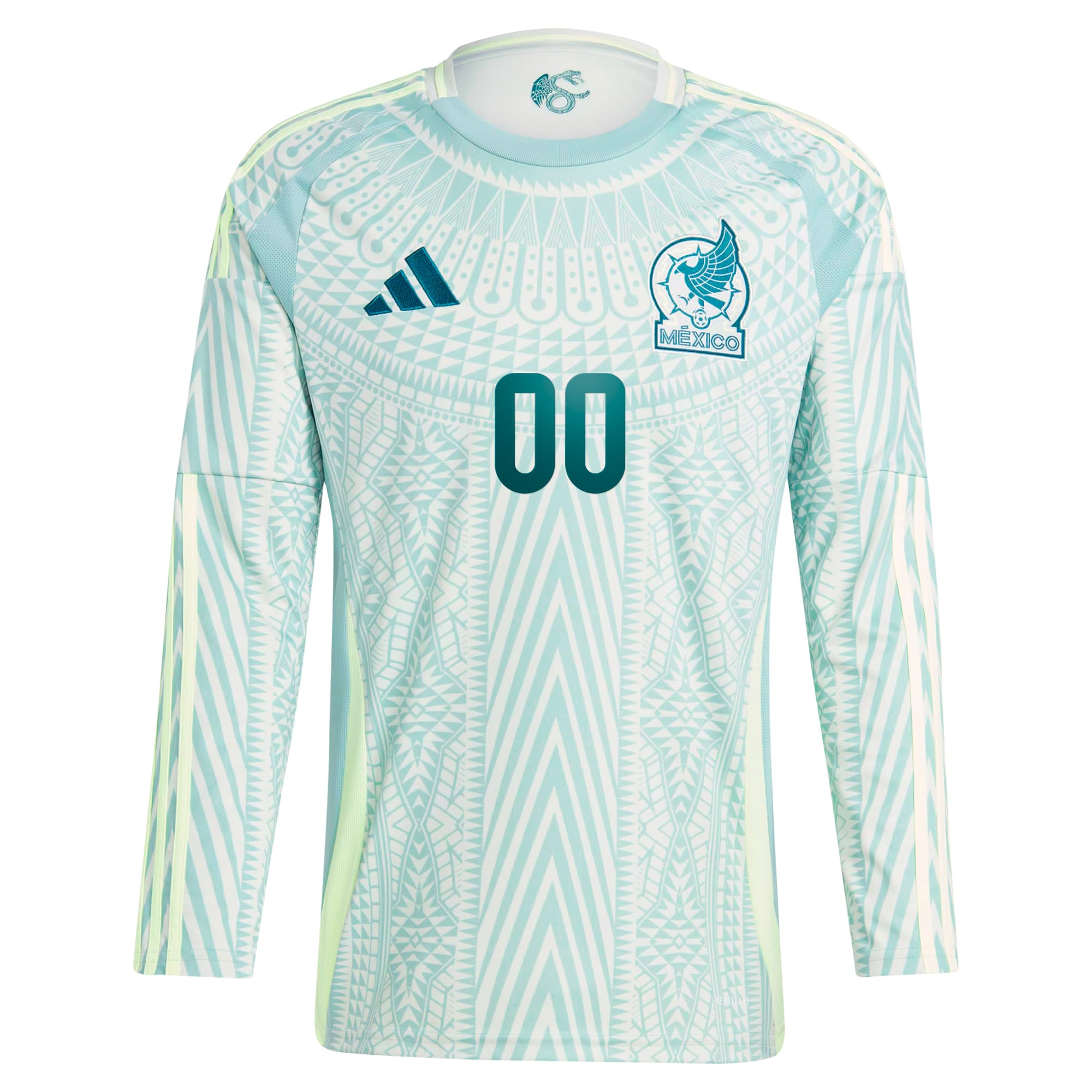 Mexico National Team adidas 2024 Away Custom Long Sleeve Authentic T-shirt - Green