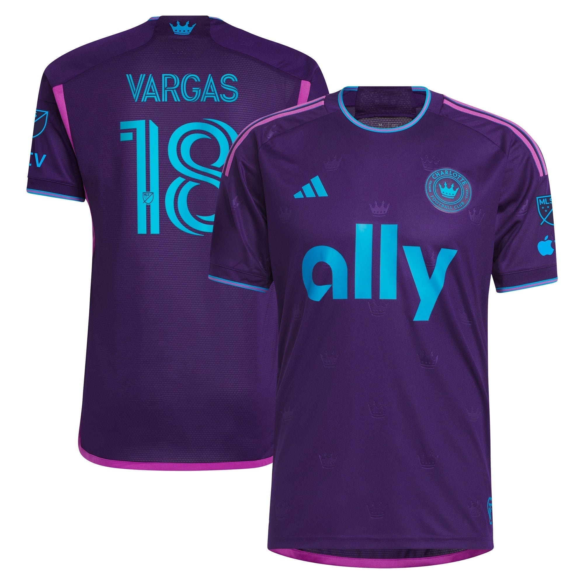Kerwin Vargas Charlotte FC adidas 2023 Crown Jewel Kit Player Authentic T-shirt - Purple