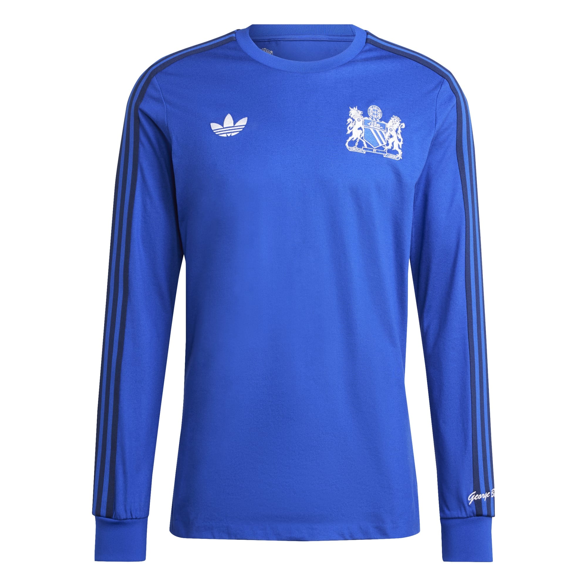 Manchester United x George Best adidas Originals Lifestyler Long Sleeve Authentic T-shirt - Blue