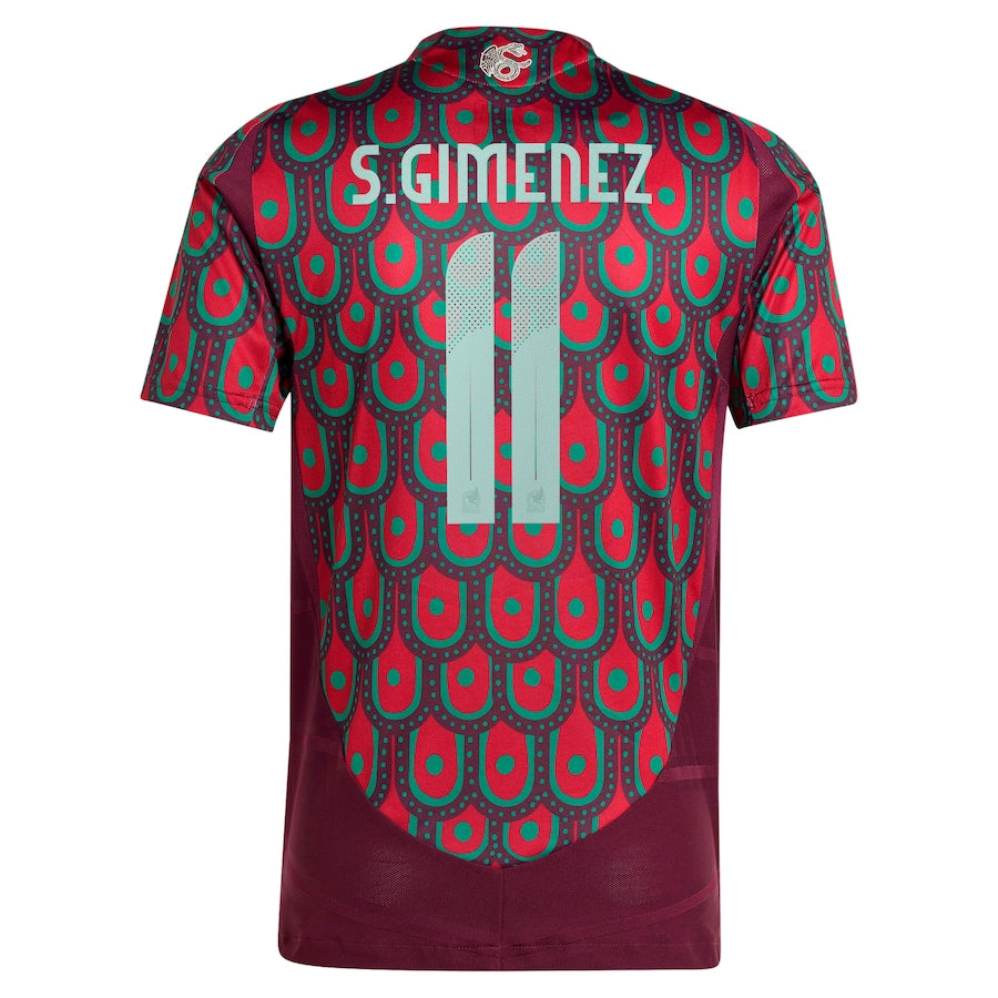 Santiago Giménez Mexico National Team adidas 2024 Home Player Authentic T-shirt - Burgundy