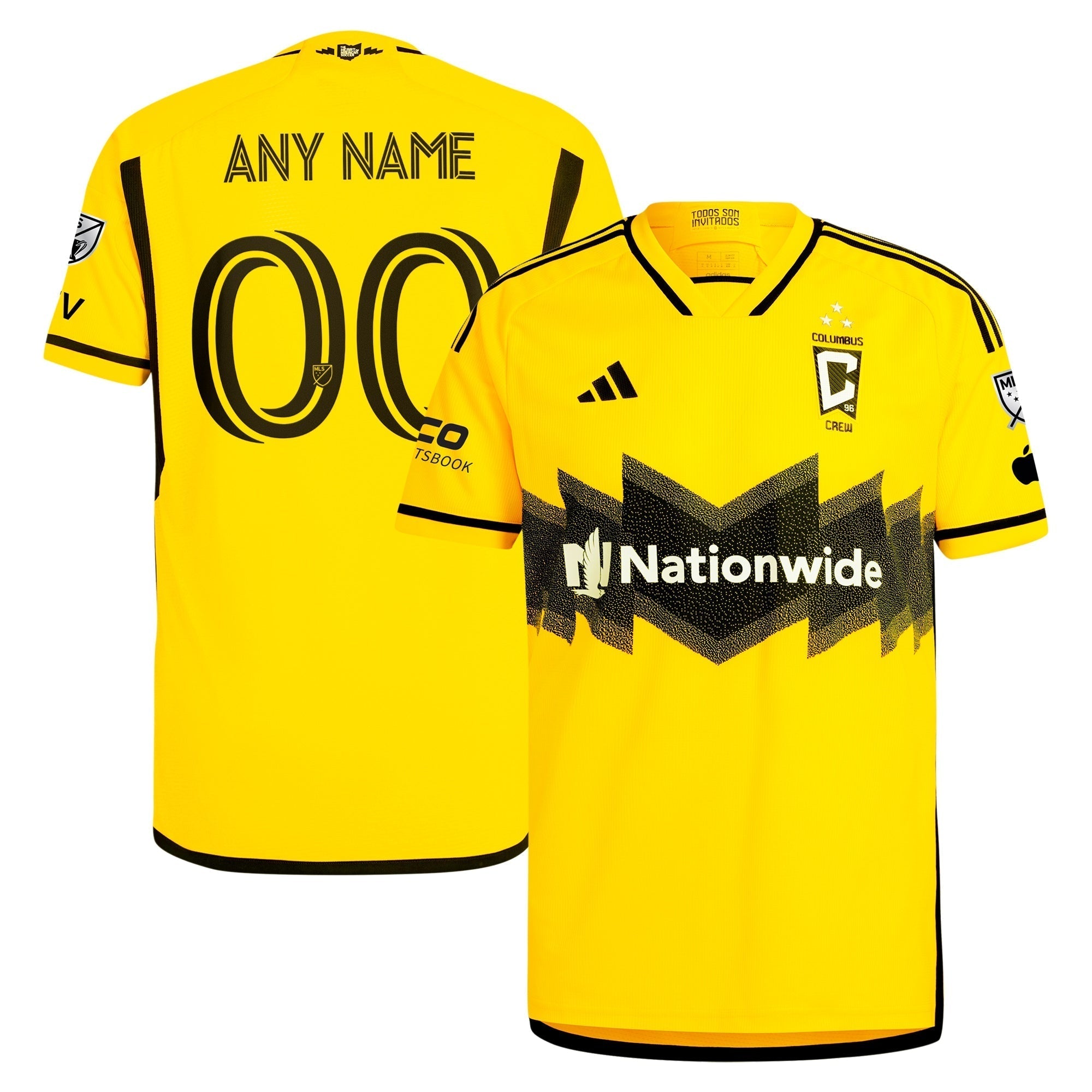 Columbus Crew adidas 2024 The Home Kit Custom Authentic T-shirt - Yellow