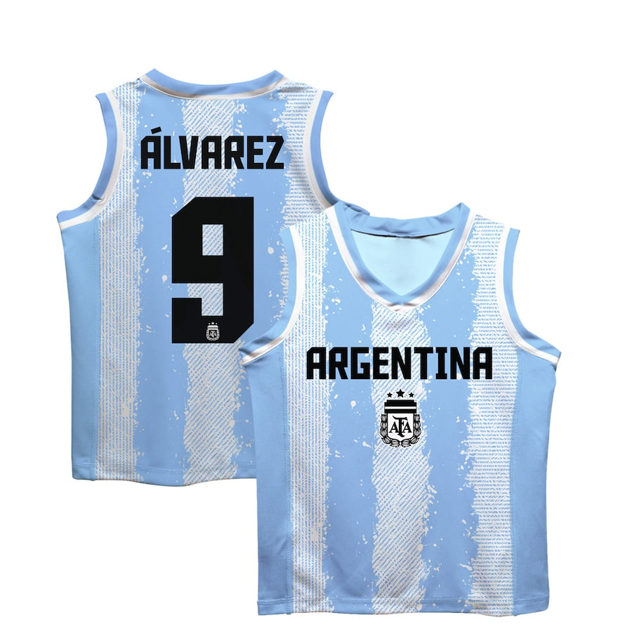 Julián Álvarez Argentina National Team Vive La Fete Mesh Basketball Authentic T-shirt - Light Blue
